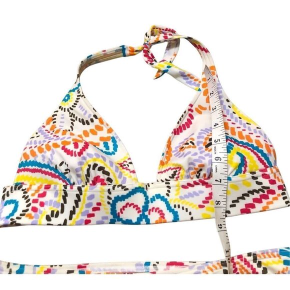 VS Victoria’s Secret Bikini Set Top Triangle Halter Floral Paisley white backgro - Picture 10 of 13